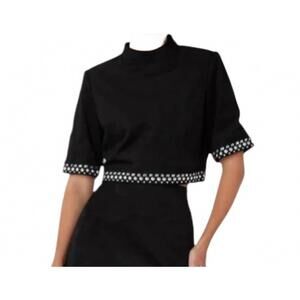 NEW JS71 zoe studded mock neck top in black